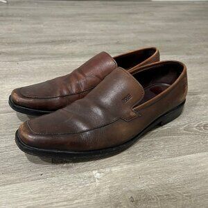 Hugo Boss Brown Leather Square Toe Dress Shoes Oxford Loafers Men’s Size 9